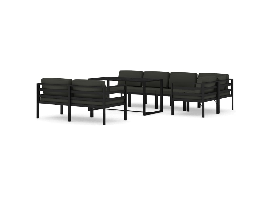 Juego de 8 sillones de jardín con cojines de aluminio antracita MAISON EXCLUSIVE