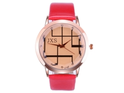 Reloj De Pareja Zhoulianfa, Correa De Piel Sintética, Esfera Redonda, Cuarzo, Unisex, Rojo.