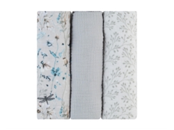 Juego de pañales de muselina, 3 piezas, 100 x 100 cm, Dreamy Fields Grey Kikkaboo