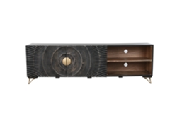 Mueble de TV de metal negro con estampado de mandala de mango, 160x40x50cm ALEXANDRA HOUSE LIVING
