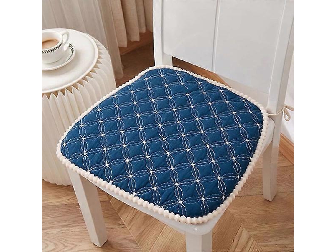 Omni-cojines De Silla Interior 45x45 Con Funda Desmontable, Set De 2 Para Muebles De Jardín Exterior, Cojines Azul Oscuro Antideslizantes Blanco