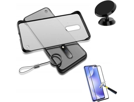 Kit Funda, Protector de Cristal 5D y Soporte Magnetico Auto iPhone 7 Plus Bumper Transparente