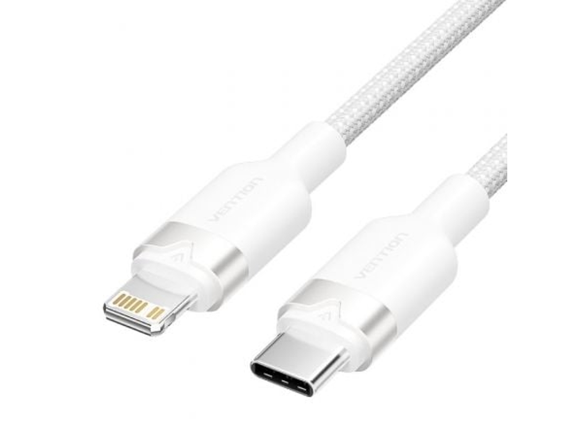 Cable Usb Tipo-C Lightning VENTION Lalwh/ Usb Tipo-C Macho Lightning Macho/ 27W/ 480Mbps/ 2M/ Blanco