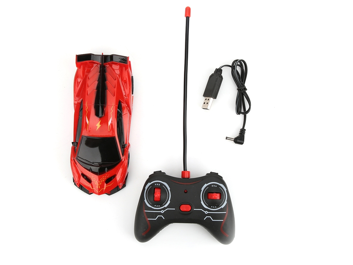 Ats-juguete Coche De Carreras En Pared Control Remoto Recargable 1:28 Para Niños Rojo