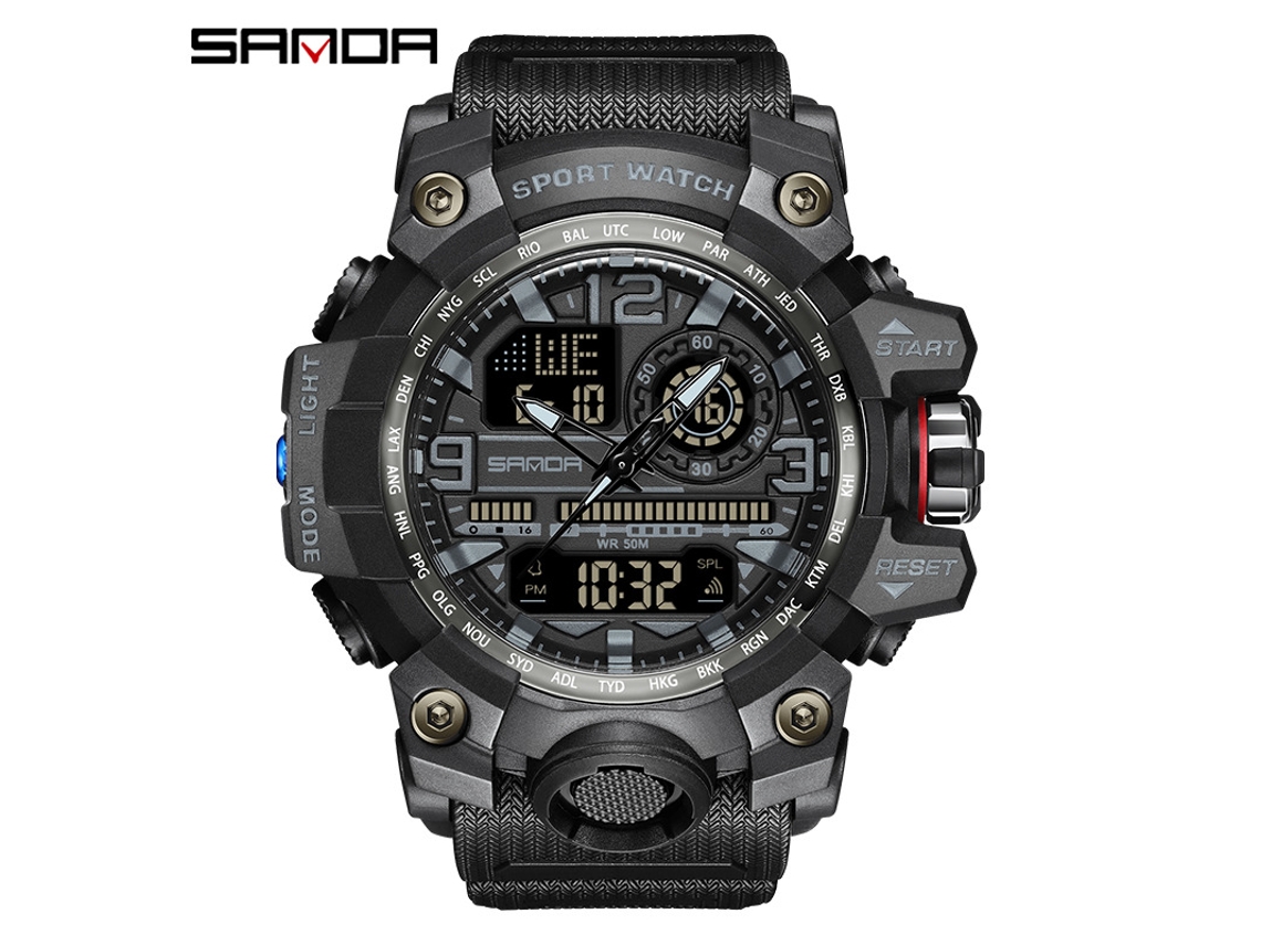 Reloj Deportivo Multifuncional, Moderno Y Elegante (totalmente Negro para Hombre) Con Acabado Luminoso.