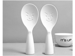Espátula para arroz, cuchara antiadherente para arroz, espátula vertical para arroz con carita sonriente (2 unidades/blanco)