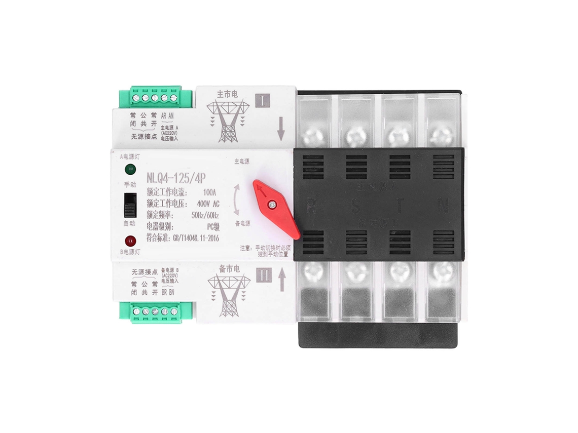 Yncm2026-interruptor De Transferencia Automática De Doble Potencia Controlador Milisegundo Nlq4‑125/4p 100a 400v Ca