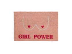 Felpudo original “Girl Power” de coco con base antideslizante de PVC Felpudo entrada casa Pintado a mano Medidas: 60 cm x 40  FISURA