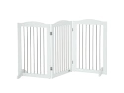 Portão De Segurança Dobrável Para Cães Com Pés De Apoio 154x30x80 Cm Branco