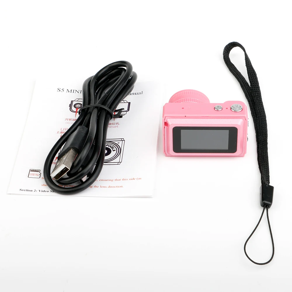 Mini Cámara Deportiva Portátil (rosa, 32 Gb) Con Pantalla De 1080p