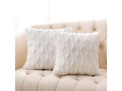 Rebe-cubre Almohadas De Lana Falsa Decorativas Pack De 2, Terciopelo, 45x45cm, Blanco, Cierre Invisible