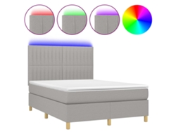 Maison Exclusive - Cama Box Spring Colchón Y Luces Led Tela Gris Claro 140x200 Cm