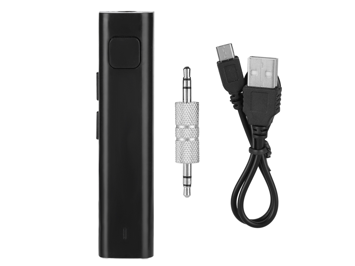 Receptor Adaptador Bluetooth Aux Para Coche Con Entrada De 3.5mm, Reproducción De 4 Horas, Emparejamiento De 2 Teléfonos - Negro
