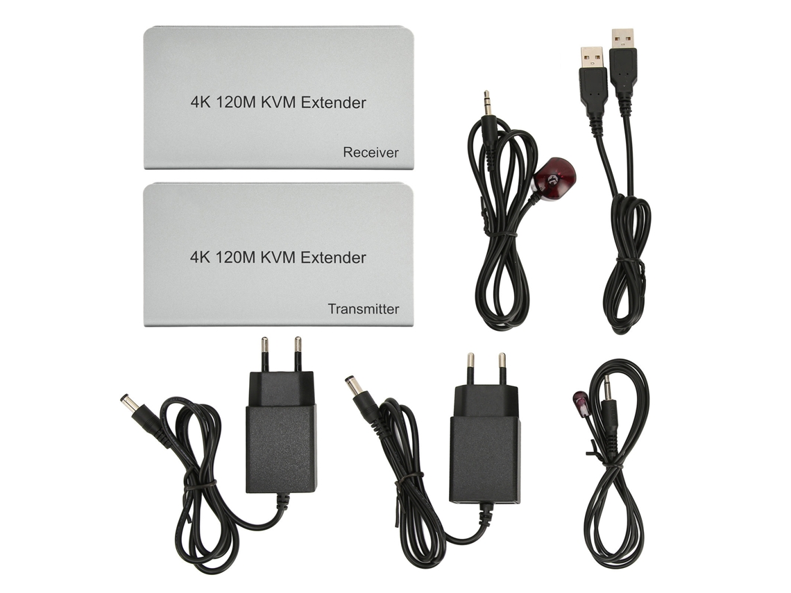 Extensor Kvm 4k 60hz De 120 M Con Control Remoto Usb Mediante Cable Cat6/cat7 Para Pc/tv