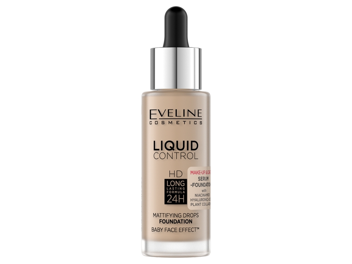 Fórmula líquida HD 24h para rostro, base beige natural 035, 32 ml Eveline Cosmetics