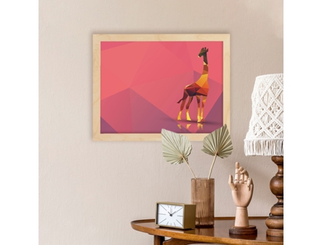 Póster NACNIC de Animales Geométricos con Fondos A Color. Jirafa, Ilustrada con Formas Geométricas, y con Un Colorido Fondo.