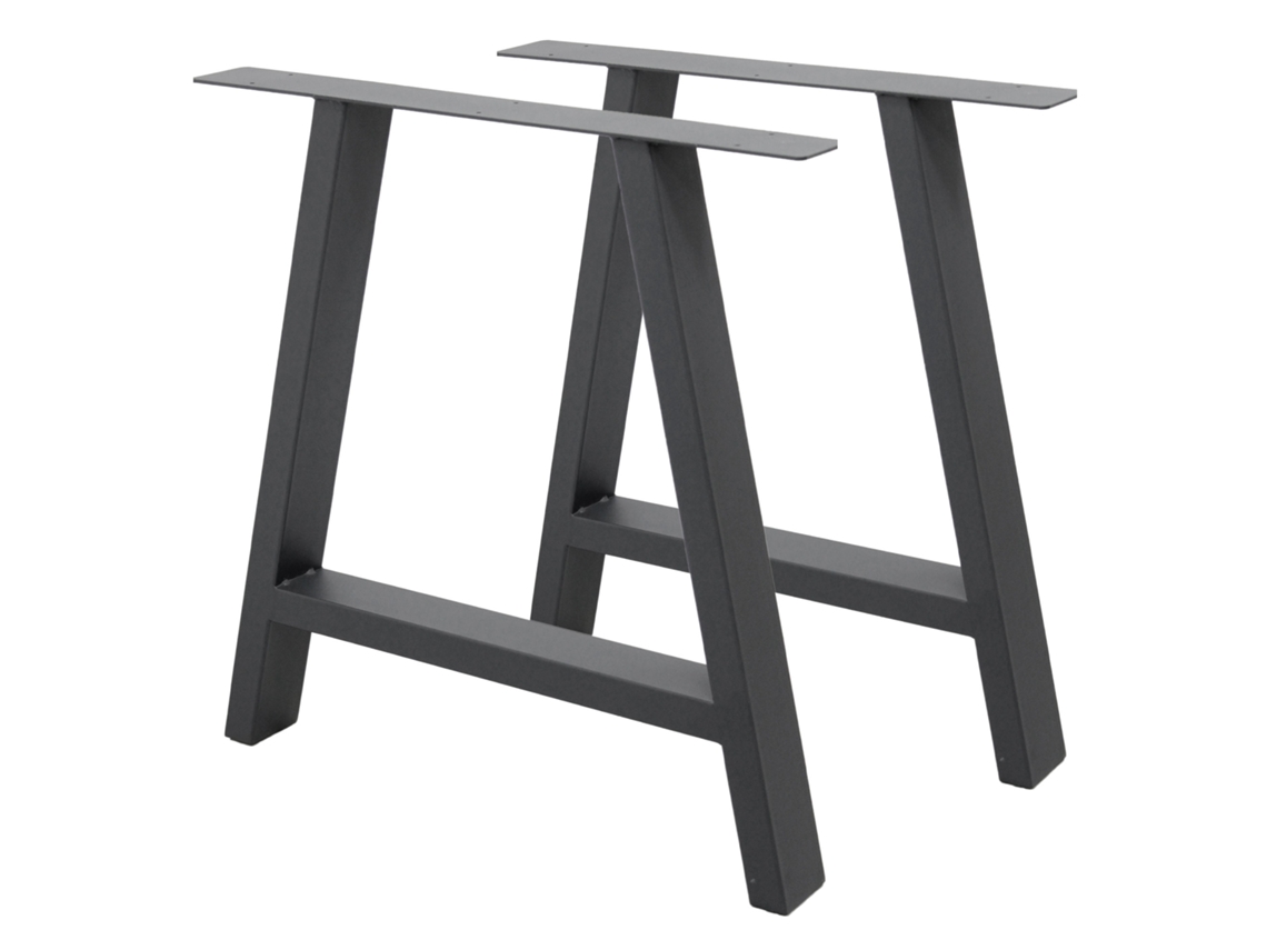 Set de 2 Patas de mesa industrial ECD 70 x 72 cm acero antracita diseño en forma de A