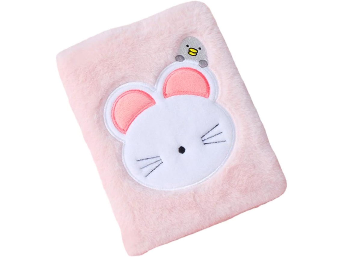 Cuaderno De Peluche Para Niñas, Diario De Peluche De Ratón Rosa