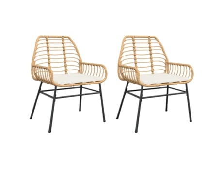Conjunto 2 Sillones de jardín con cojines VIDAXL ratán sintético marrón