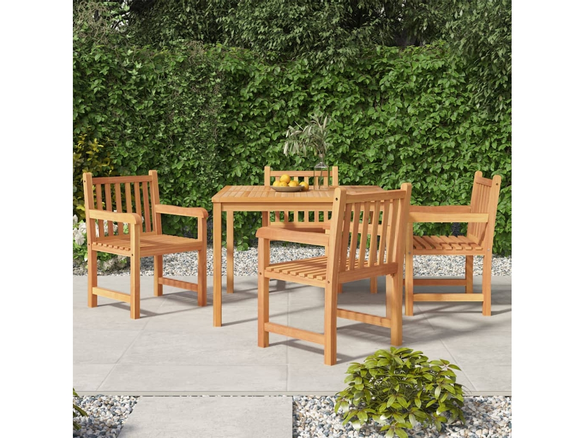 Juego de comedor de jardín de 5 piezas de madera maciza de teca Dkd Home Decor
