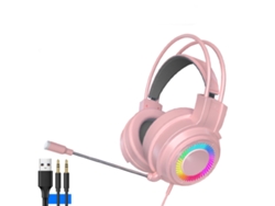 Auriculares Para Juegos Con Cable, 7.1 Canales, Sonido Envolvente, Conector De 3,5 Mm Para Pc Con Micrófono, Color Rosa.