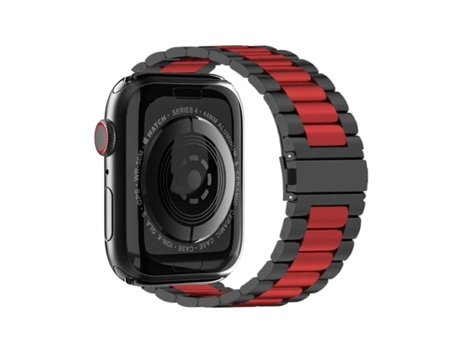 Correa Acero Inoxidável Adaptable Negro y Rojo para Apple Watch Series 5 44Mm