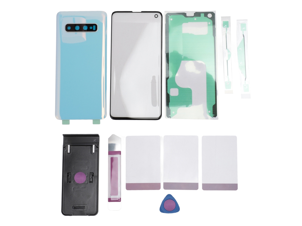 Cubierta Trasera De Cristal Y Lente Frontal De Repuesto Para Galaxy S10 Con Adhesivo Impermeable - Blanco