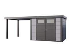 Caseta de Jardin metálica NH7 con Apoyo abierto grande a la izquierda | Gris Claro | (298 x 238) + (284 x 238) - NOVO HABITAT