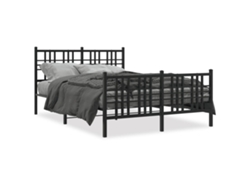 Maison Exclusive - Estructura Cama Sin Colchón Con Estribo Metal Negro 137x190 Cm
