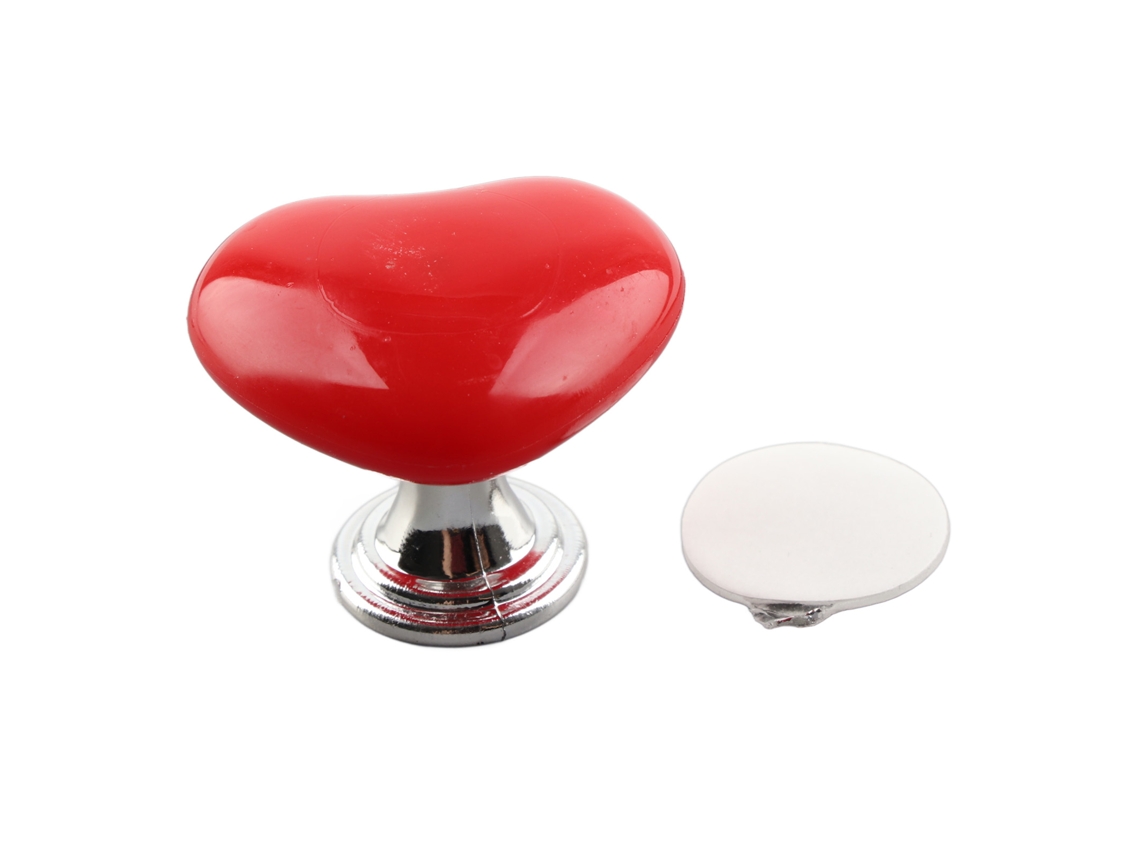 Botón universal de plástico para tanque de inodoro en forma de corazón, rojo, plástico