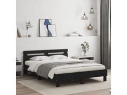 Estructura De Cama Con Led Sin Colchón Negra 150x200 Cm