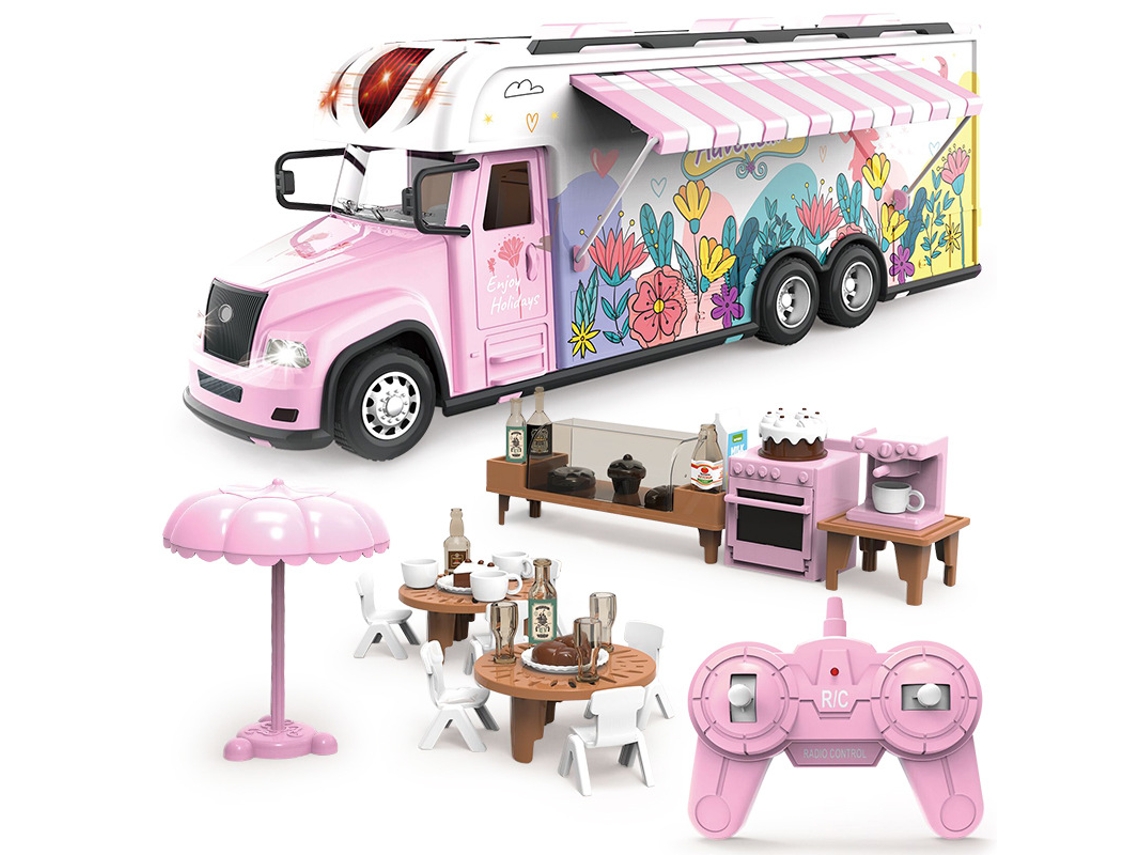 Coche Teledirigido De 2,4 Ghz Con Luces, Música Y Muebles De Camping En Miniatura*.