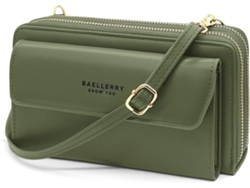 Bolso De Bandolera Pequeño Para Móvil - Cartera Con 2 Cremalleras Y Asa Removible En Cuero Pu - Verde