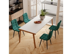 Silla De Comedor Terciopelo Verde Oscuro, Juego De 4 (44x41x86cm), Ergonómica Con Estructura Metálica Para Cocina, Multifuncional