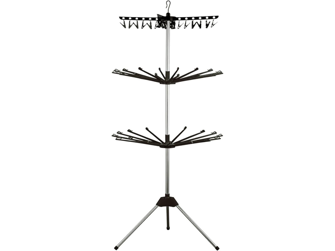 Tendedero Plegable Con Soporte Para Calcetines Perchero Portatil 3 Alturas En Acero, Tenderetes De Ropa Para Interior Y Exterior