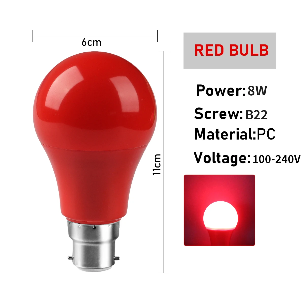 Bombillas Led A Todo Color Para Iluminación De Escenarios (b22 Rojas, 5 Unidades) Con Función De Cambio De Color Y Sin Parpadeo.