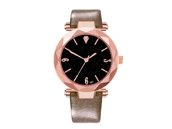 Reloj unisex informal de cuarzo con correa de piel sintética para mujer.