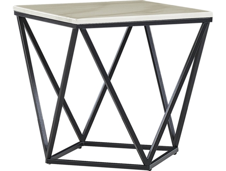 Mesa auxiliar efecto mármol beige/negro 50 x 50 cm BELIANI Malibu