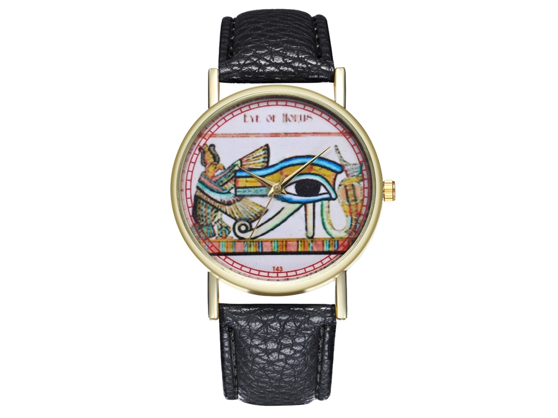 Reloj Casual Unisex De Cuarzo Con Correa De Cuero Pu Negro