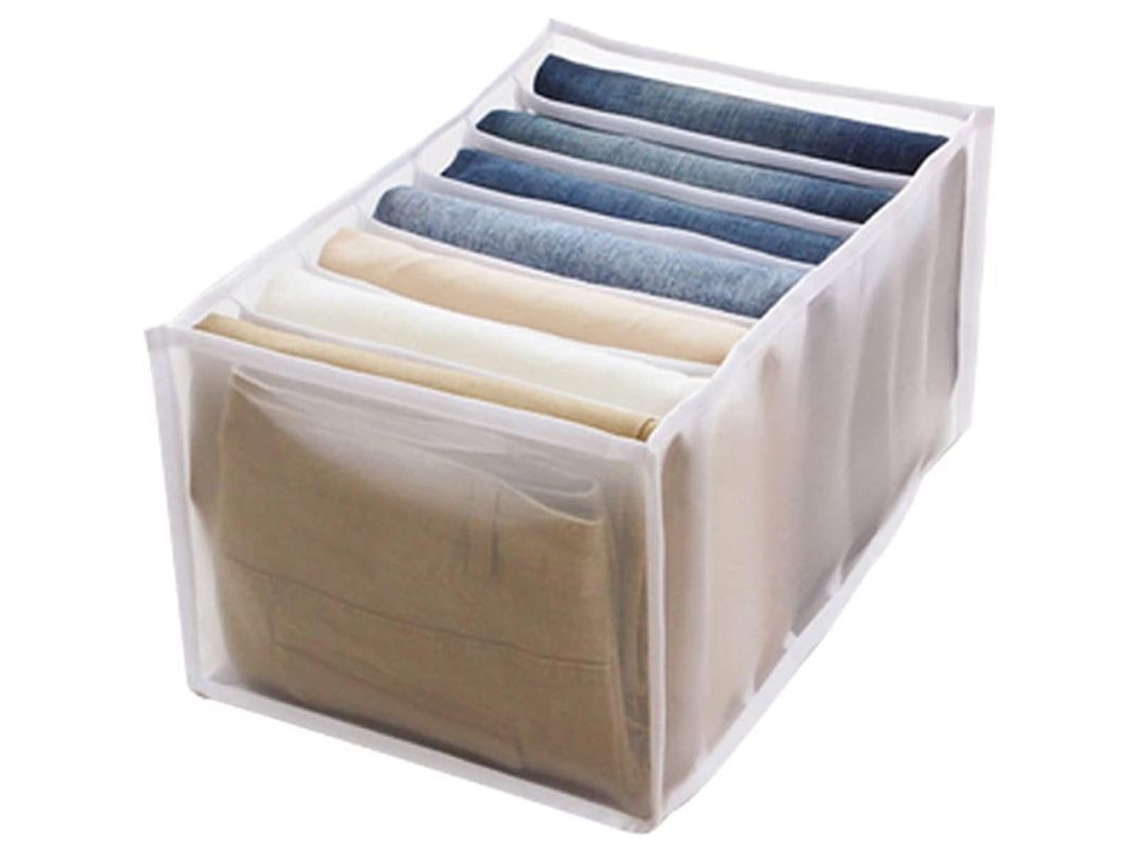 2026-linjou 2 Cajas De Almacenamiento Para Cajones Con Compartimentos, 7 Rejillas, Blanco, Organizador De Ropa