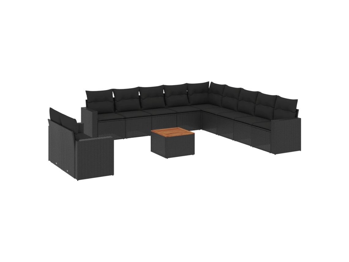 Maison Exclusive - Set De Sofás De Jardín 12 Piezas Cojines Ratán Sintético Negro