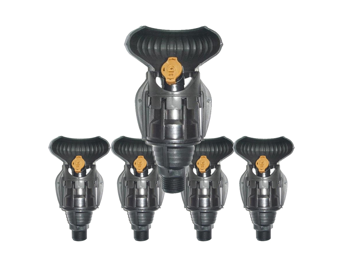 [Pack 5] Aspersor rotativo de riego súper 10 + deflector 180º, Rosca 1/2 Macho. Aspersor rotativo 360 con Alcance hasta 10m y Presión de 2.5 a 4 Bar.