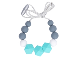 Collar De Dentición Para Bebés De Silicona De Dureza Media Con Cuentas Redondas Y Hexagonales, Color Verde.