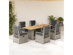 Juego de comedor de jardín de 7 piezas DKD Home Decor con cojines de mimbre gris
