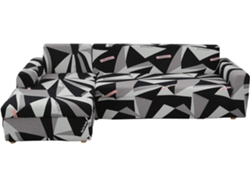 Funda Para Sofá En L Con Brazos, Elástica Y Antideslizante, Extraíble Y Lavable, 2 Piezas Gris Y Negro, 1 3 Plazas