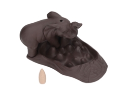Quemador De Incienso De Flujo Inverso, Diseño De Elefante, Cerámica Roja, Con 20 Conos Para Salón De Té.