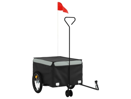 vidaXL Remolque para bicicleta hierro negro y gris 45 kg