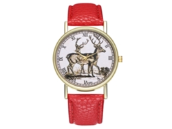 Elegante Reloj De Pulsera Unisex Con Movimiento De Cuarzo Para Mujeres Y Hombres - Rojo