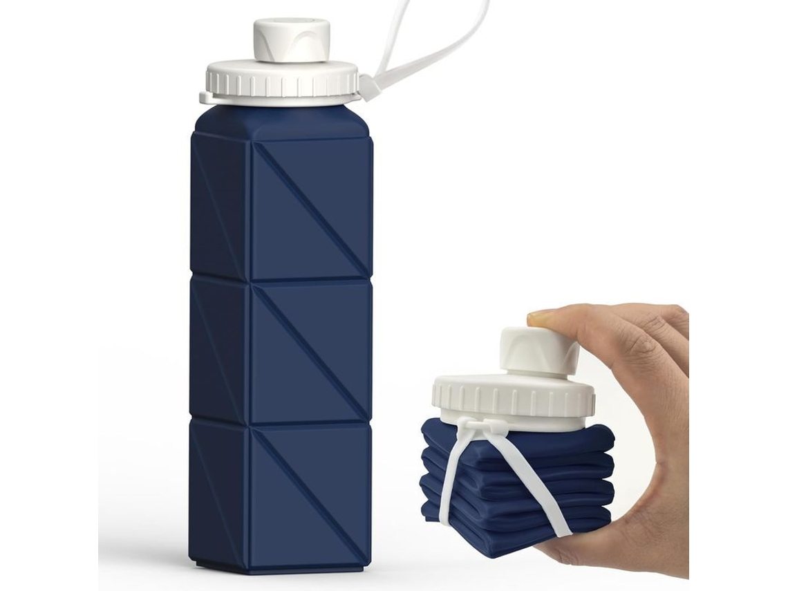 Botella De Agua Plegable De Silicona De 610 Ml, Portátil Y Plegable Para Viajes, 1 Unidad (azul Oscuro)