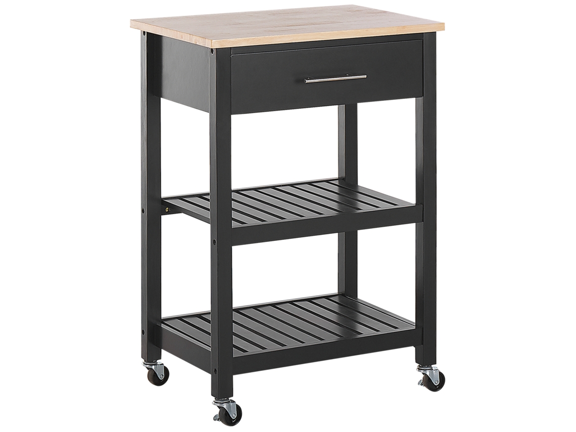 Carrito de cocina BELIANI Hiuma de Madera de caucho Negro 58x40x85